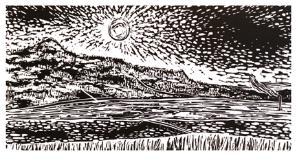 Lunar Lookout Block Print